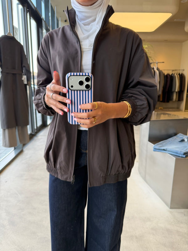 Funnel Collar Zippered Jacket
