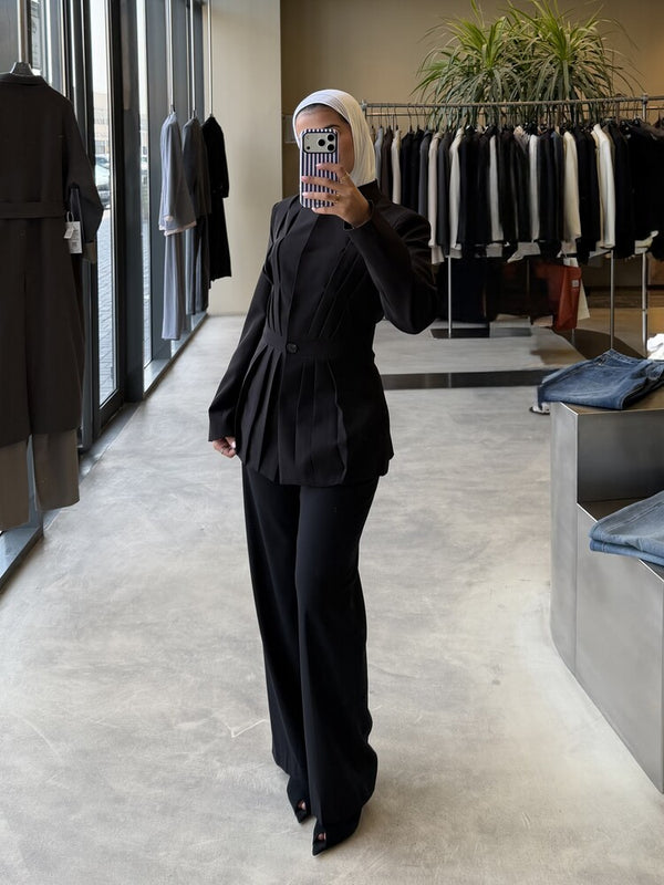 Pleated Peplum Blazer