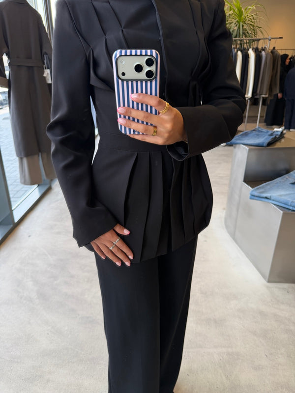 Pleated Peplum Blazer