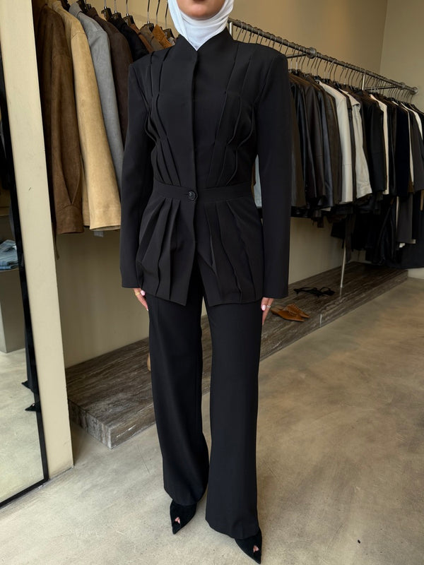 Pleated Peplum Blazer