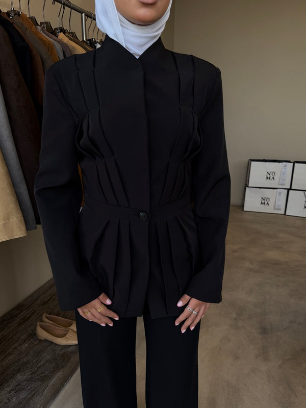 Pleated Peplum Blazer
