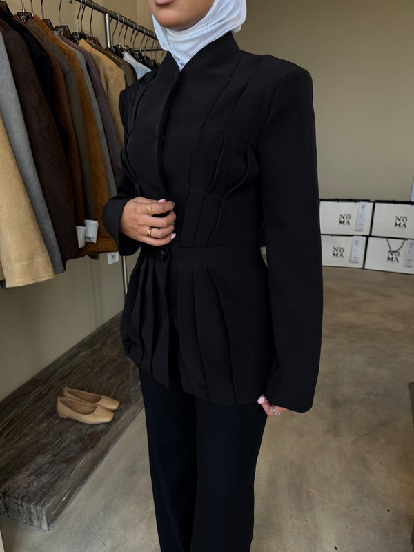 Pleated Peplum Blazer