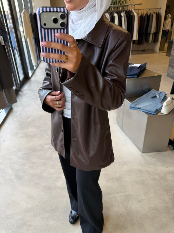 Button-down Leather Jacket
