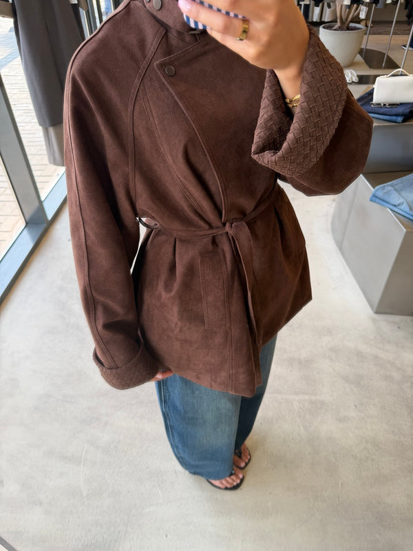 Buckle Neck Suede Jacket