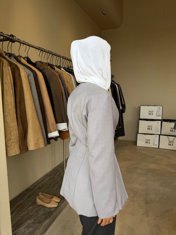 Seam-panel Crew Neck Blazer