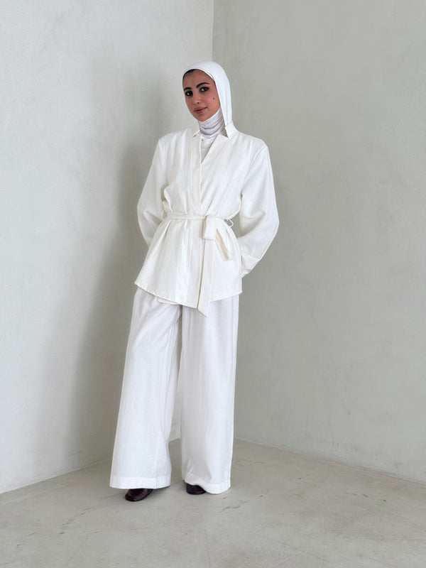 Belted Collarless 2PC Set