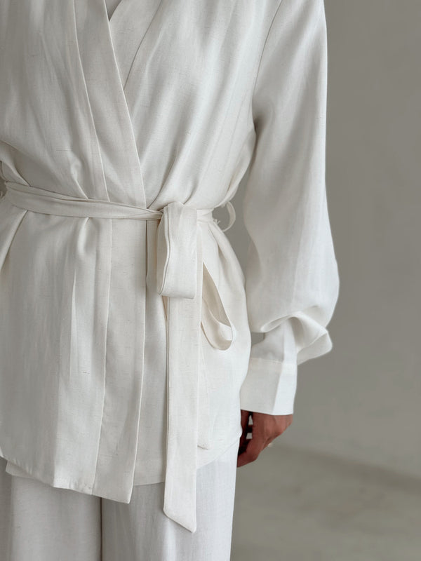 Belted Collarless 2PC Set