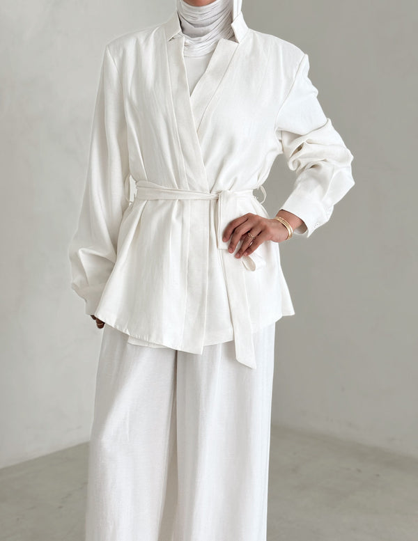 Belted Collarless 2PC Set