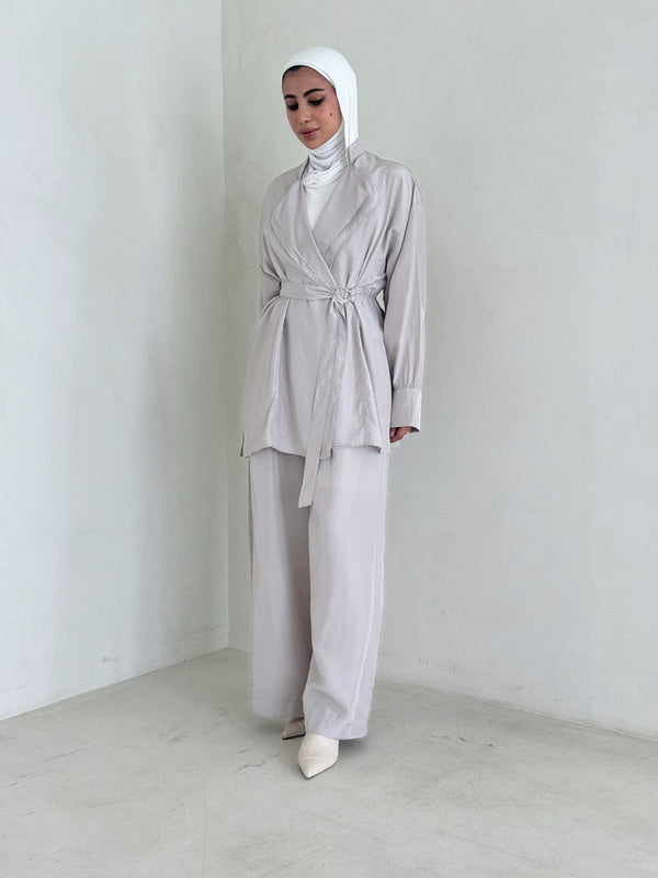 Double Collared Top Pants 2PC Set