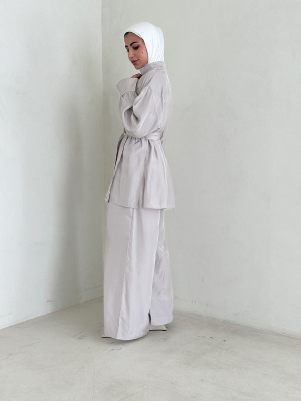 Double Collared Top Pants 2PC Set