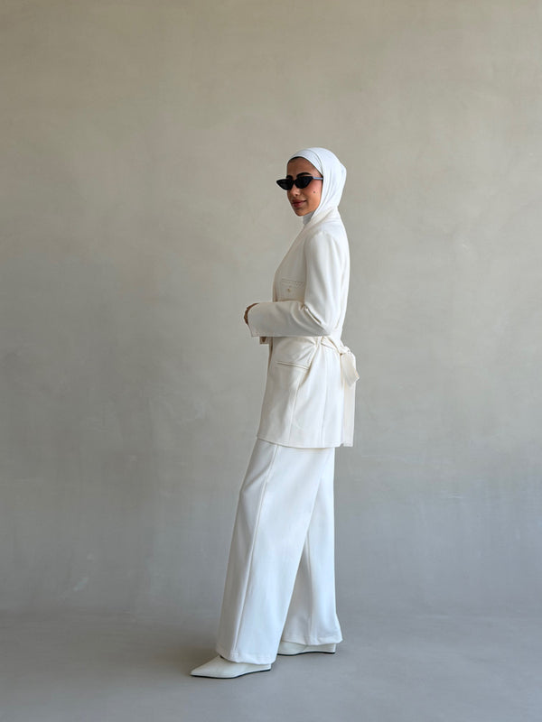 Tonal Belted Pants Suit