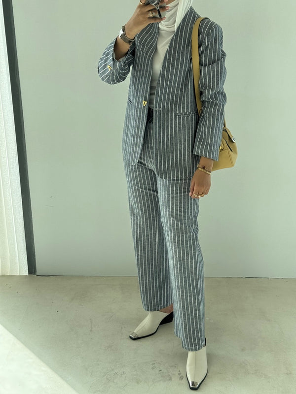 Triangular Golden Button Stripe Set