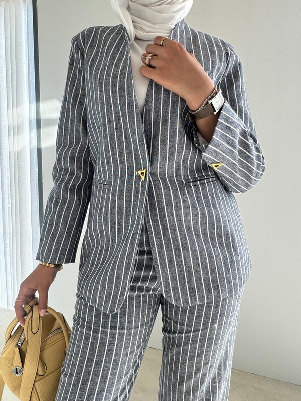 Triangular Golden Button Stripe Set