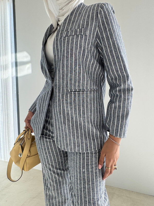 Triangular Golden Button Stripe Set