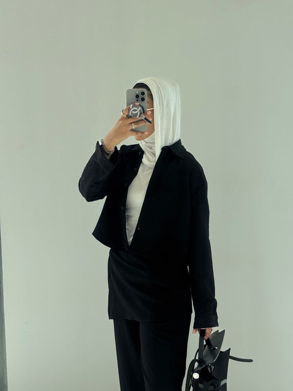 Shirt Lace Up Waist Wrap Pants Set