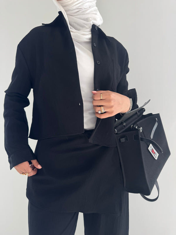 Shirt Lace Up Waist Wrap Pants Set