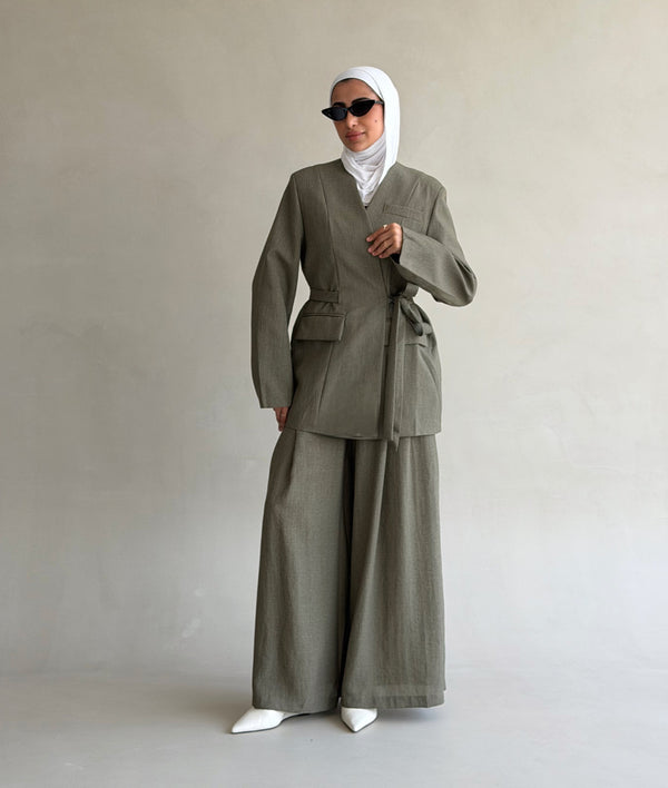 Center-tied Blazer Set