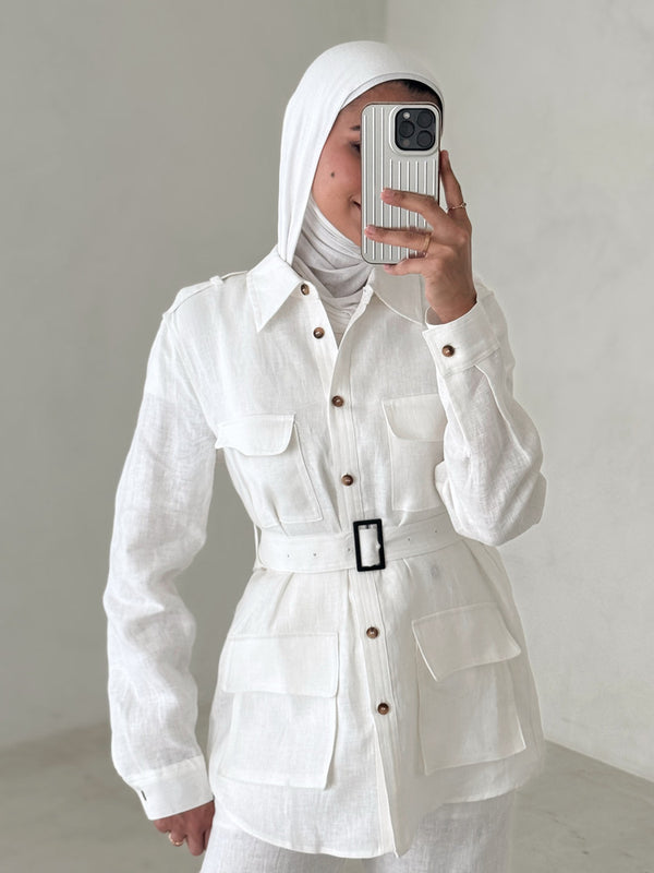 4 Pockets Belted Top w/ Pants Set