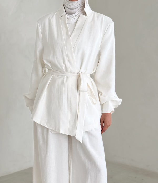 Belted Collarless 2PC Set