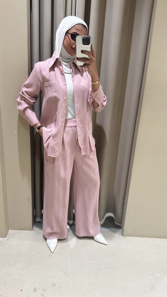 Linen Sewed Pleats  2PC Sets