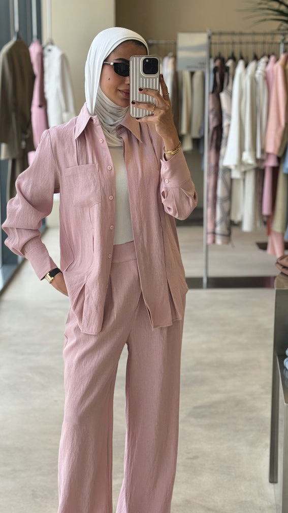 Linen Sewed Pleats  2PC Sets