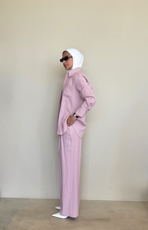 Linen Sewed Pleats  2PC Sets
