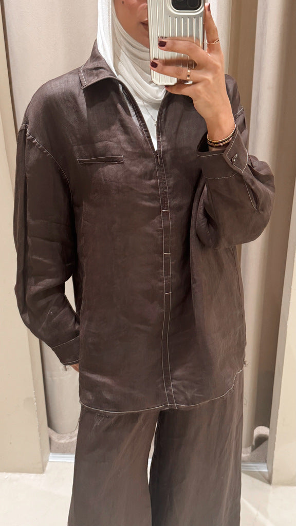 Linen Stand Collar Stitched Sets