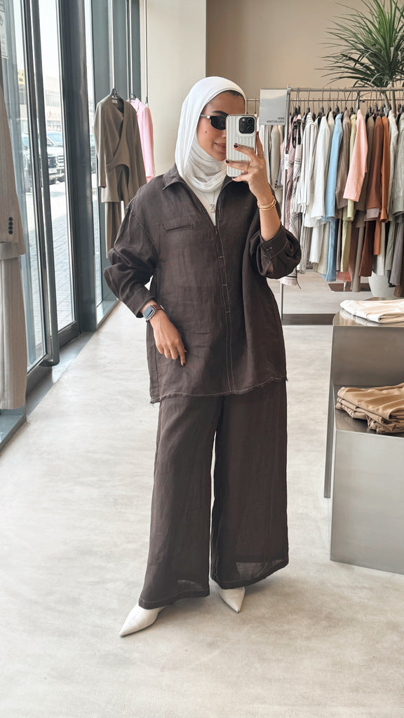 Linen Stand Collar Stitched Sets
