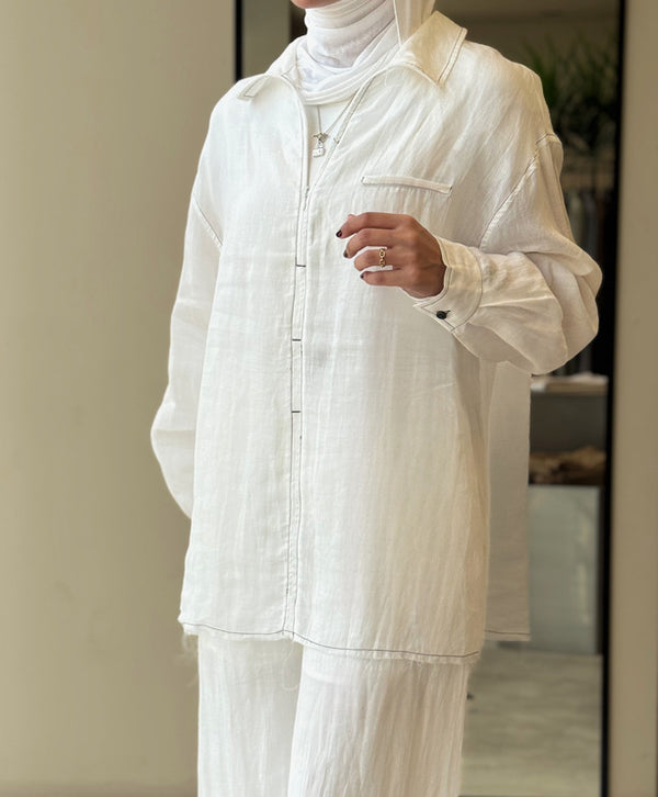 Linen Stand Collar Stitched Sets