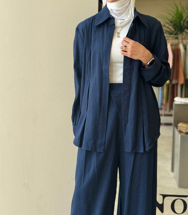 Linen Sewed Pleats  2PC Sets