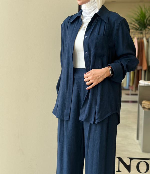 Linen Sewed Pleats  2PC Sets