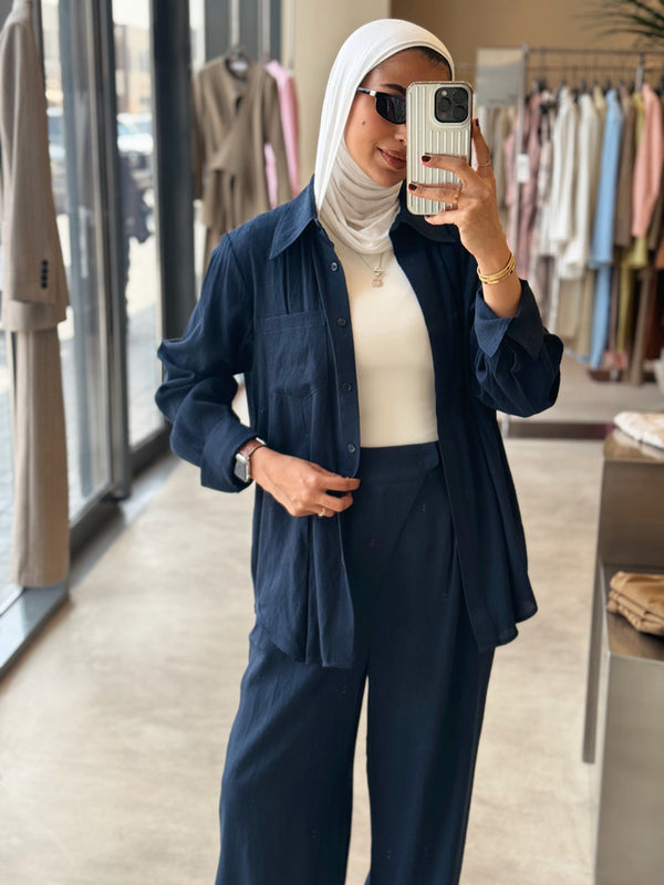 Linen Sewed Pleats  2PC Sets
