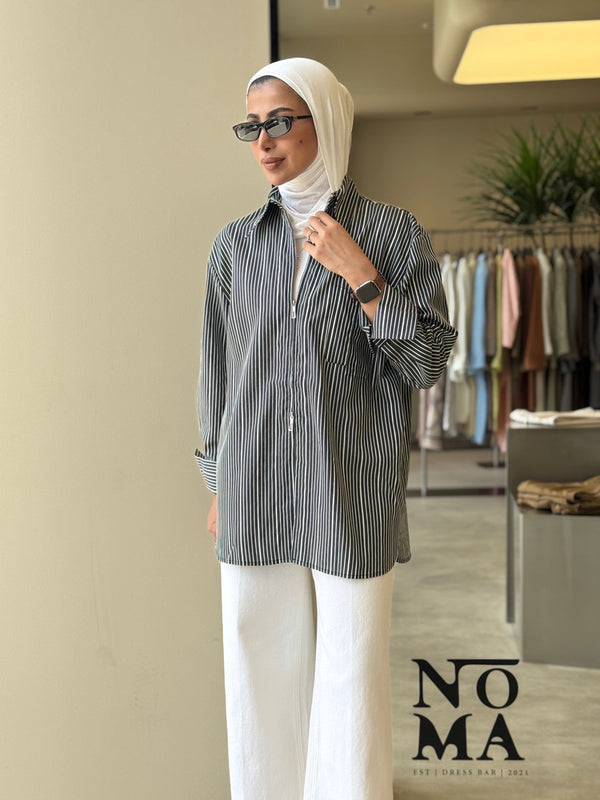 Zippered Stripe Shirt