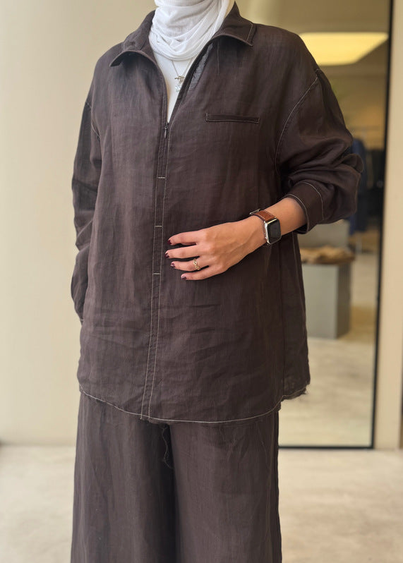 Linen Stand Collar Stitched Sets
