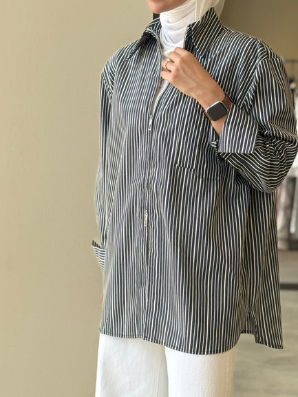 Zippered Stripe Shirt