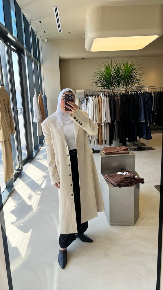 9 Buttoned Cotton Linen Coat