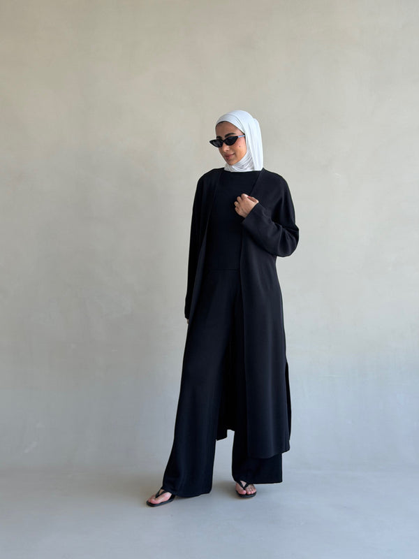 Belted Long-cardigan Set 3PC