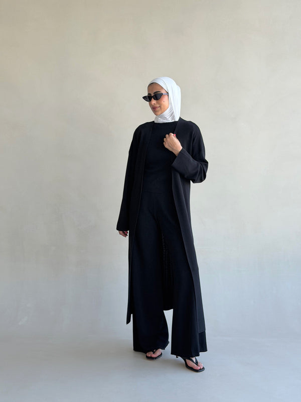 Belted Long-cardigan Set 3PC