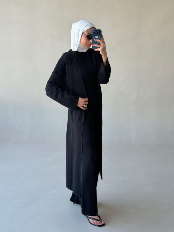 Belted Long-cardigan Set 3PC