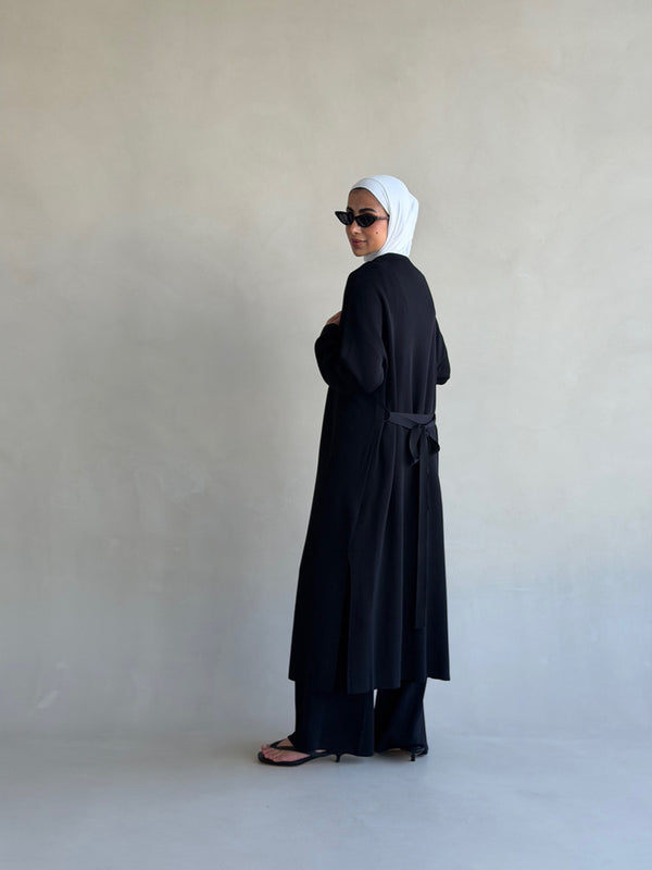 Belted Long-cardigan Set 3PC