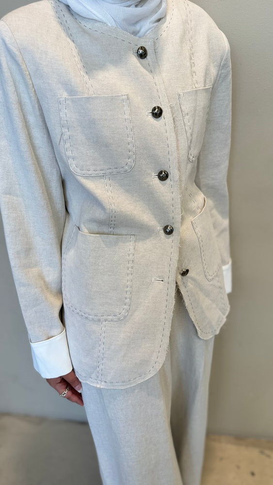 Stitched Round Neck 4 Pockets  Sets