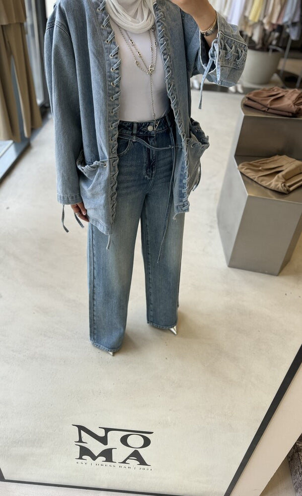 Denim Lace Up Pants