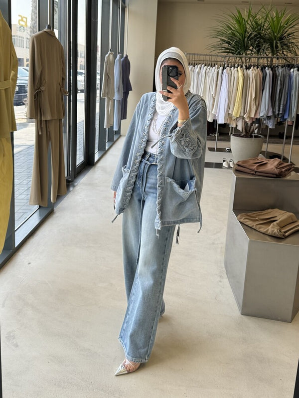Denim Lace Up Pants