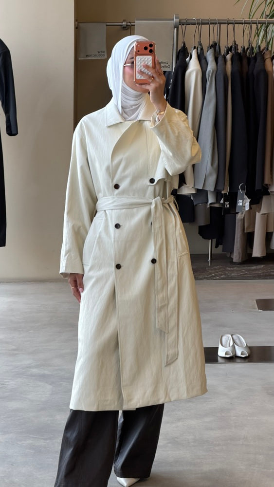 Luxe Leather Trench Coat w/Belt