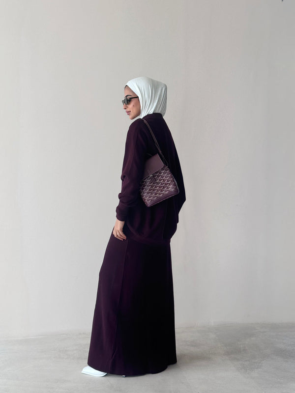 Knitted Batwing Sleeve  + Dress 2PC Set