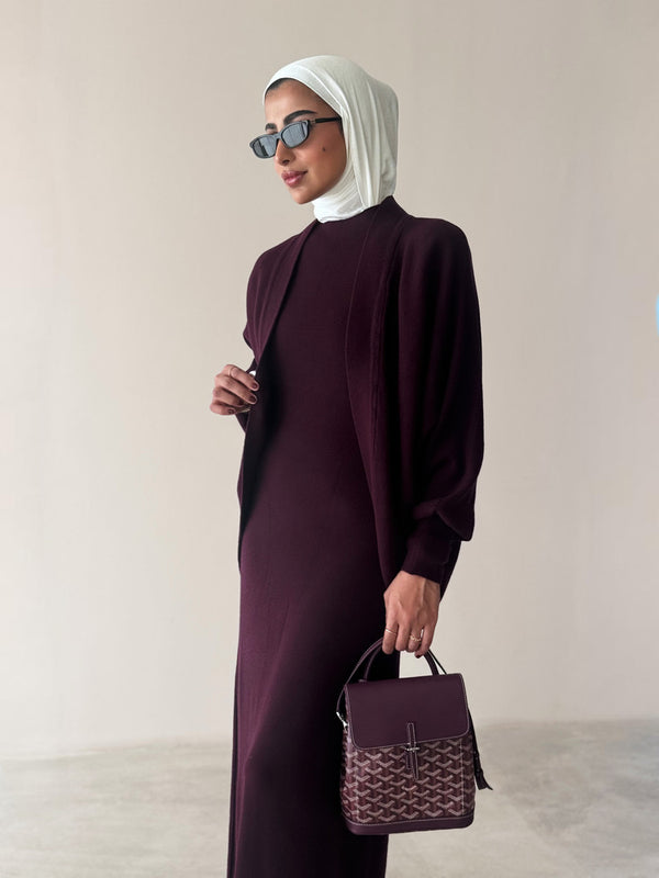 Knitted Batwing Sleeve  + Dress 2PC Set