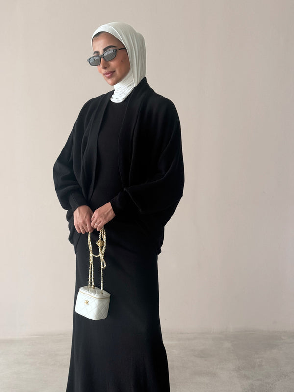 Knitted Batwing Sleeve  + Dress 2PC Set