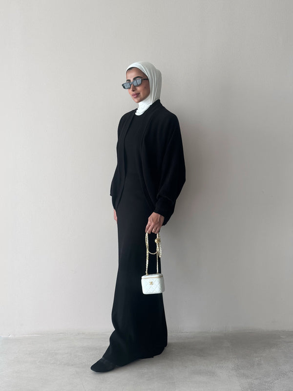 Knitted Batwing Sleeve  + Dress 2PC Set