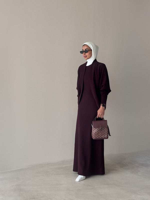 Knitted Batwing Sleeve  + Dress 2PC Set