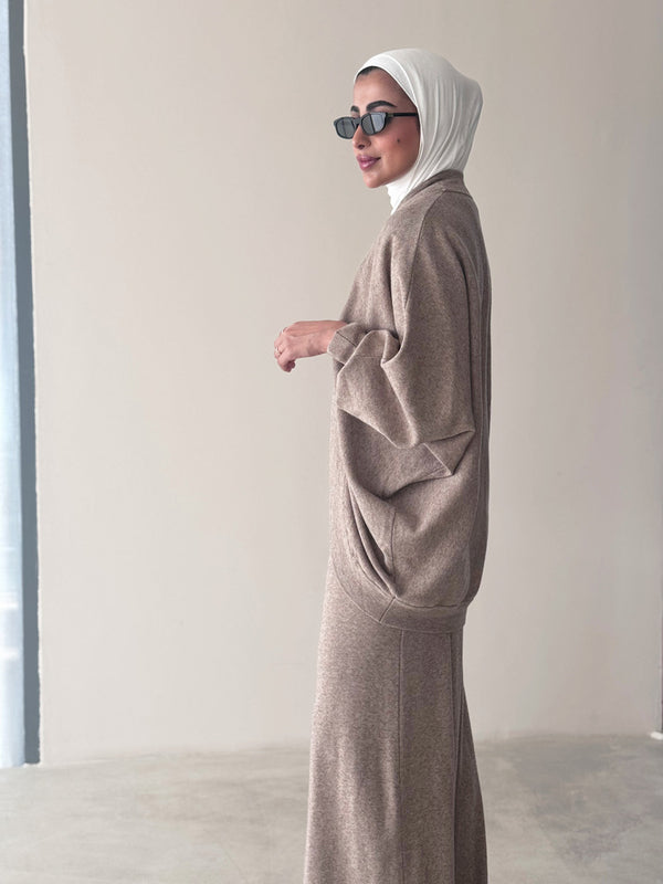 Knitted Batwing Sleeve  + Dress 2PC Set